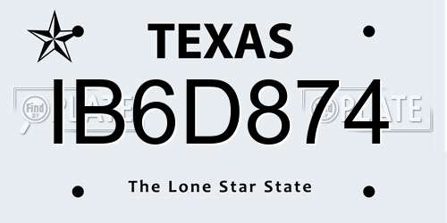 IB6D874 Texas License Plate
