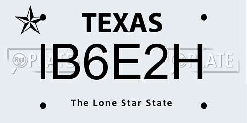 IB6E2H Texas License Plate