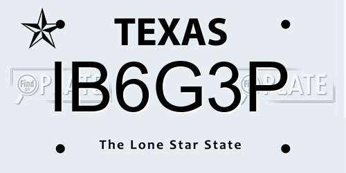 IB6G3P Texas License Plate