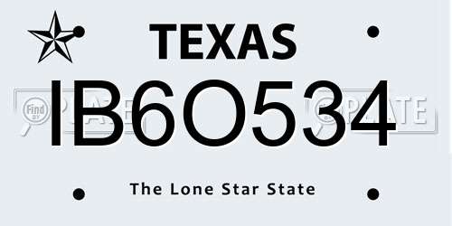 IB6O534 Texas License Plate
