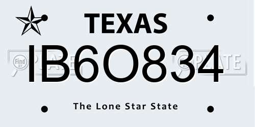 IB6O834 Texas License Plate