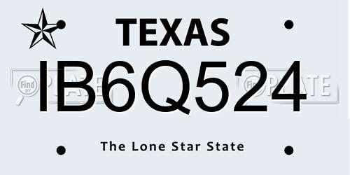 IB6Q524 Texas License Plate
