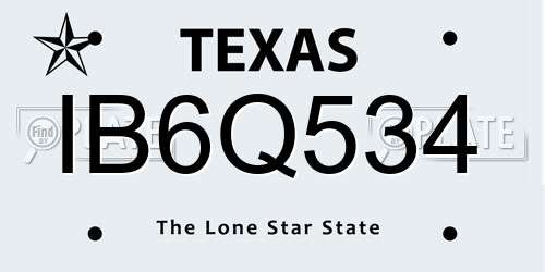 IB6Q534 Texas License Plate