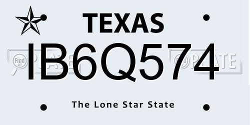IB6Q574 Texas License Plate