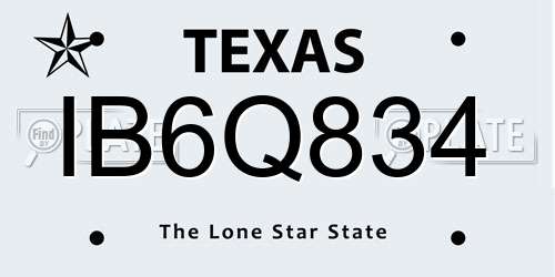 IB6Q834 Texas License Plate