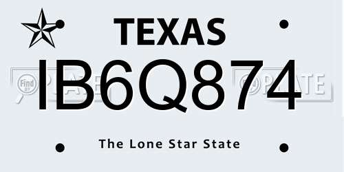IB6Q874 Texas License Plate
