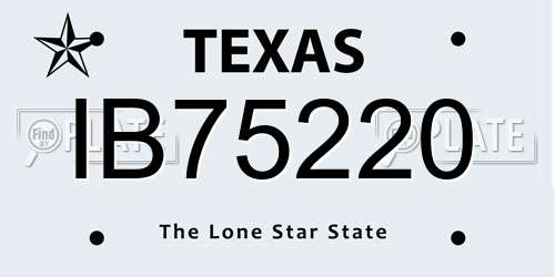 IB75220 Texas License Plate