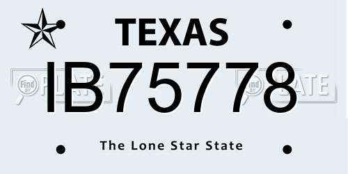 IB75778 Texas License Plate