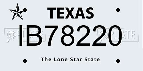 IB78220 Texas License Plate