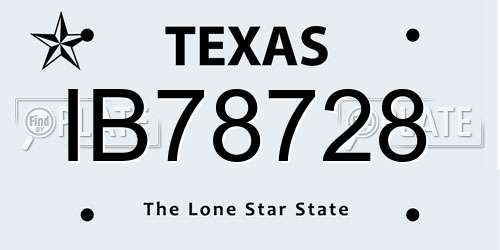 IB78728 Texas License Plate