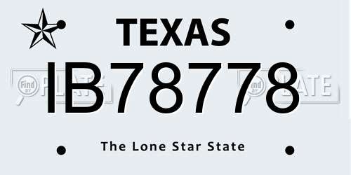 IB78778 Texas License Plate