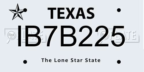 IB7B225 Texas License Plate
