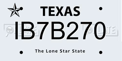 IB7B270 Texas License Plate