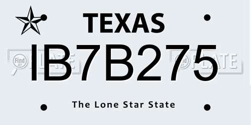 IB7B275 Texas License Plate