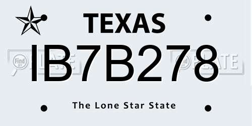 IB7B278 Texas License Plate