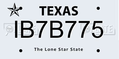 IB7B775 Texas License Plate