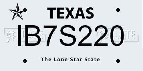 IB7S220 Texas License Plate