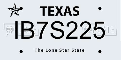 IB7S225 Texas License Plate