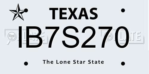 IB7S270 Texas License Plate