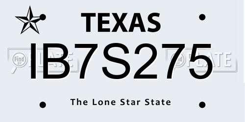 IB7S275 Texas License Plate