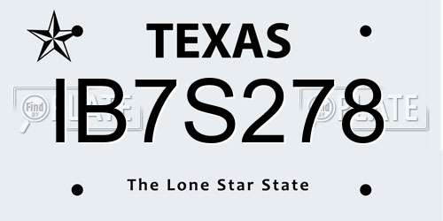 IB7S278 Texas License Plate