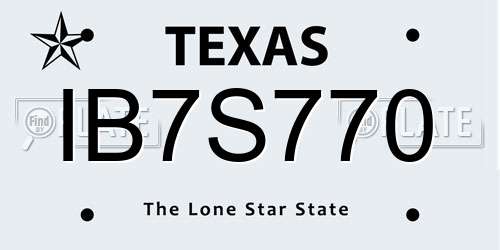 IB7S770 Texas License Plate