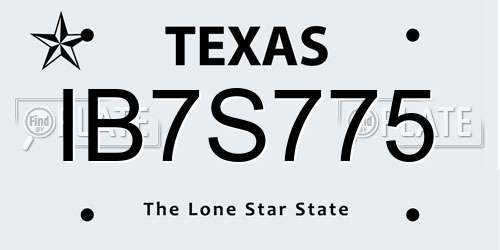 IB7S775 Texas License Plate