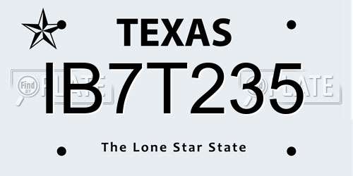 IB7T235 Texas License Plate