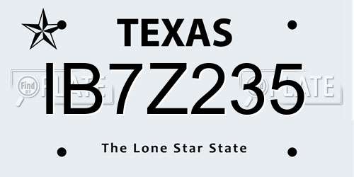 IB7Z235 Texas License Plate