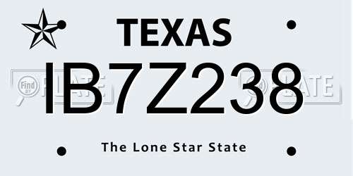 IB7Z238 Texas License Plate