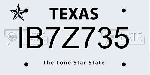 IB7Z735 Texas License Plate