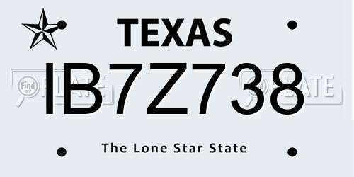 IB7Z738 Texas License Plate