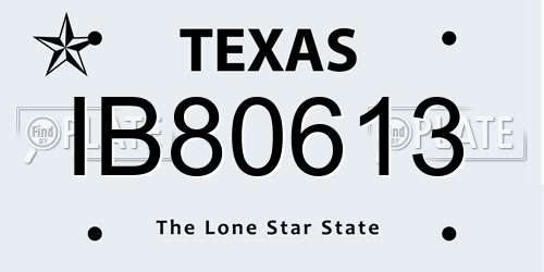 IB80613 Texas License Plate