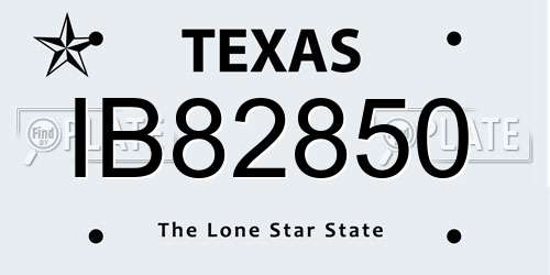 IB82850 Texas License Plate