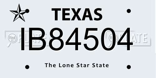 IB84504 Texas License Plate