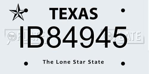 IB84945 Texas License Plate