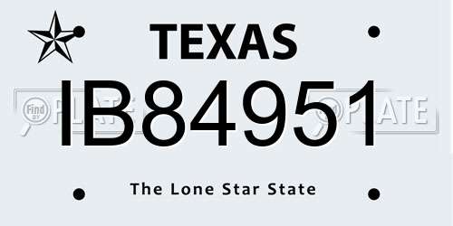 IB84951 Texas License Plate