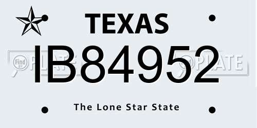 IB84952 Texas License Plate