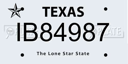 IB84987 Texas License Plate