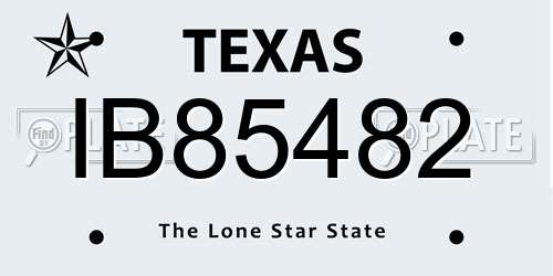 IB85482 Texas License Plate
