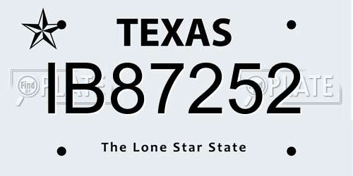 IB87252 Texas License Plate