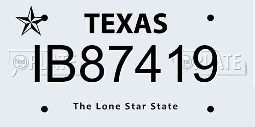 IB87419 Texas License Plate