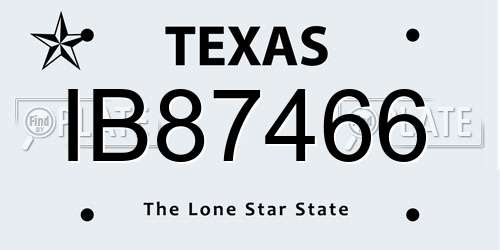 IB87466 Texas License Plate