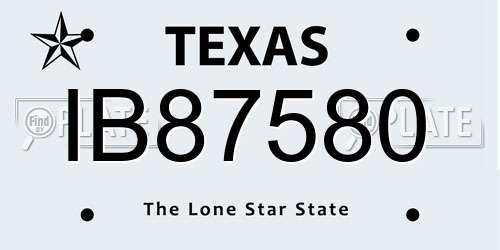 IB87580 Texas License Plate
