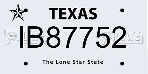 IB87752 Texas License Plate