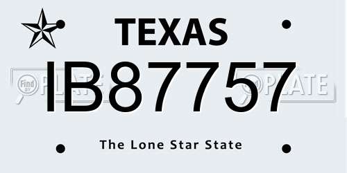 IB87757 Texas License Plate