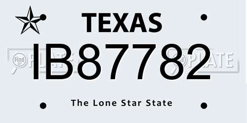 IB87782 Texas License Plate