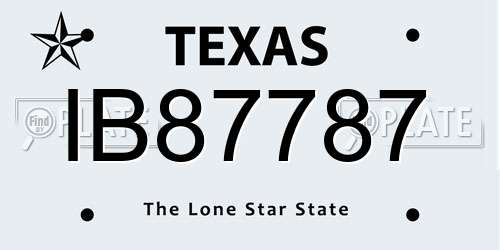 IB87787 Texas License Plate