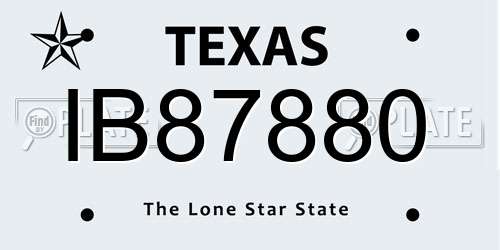 IB87880 Texas License Plate