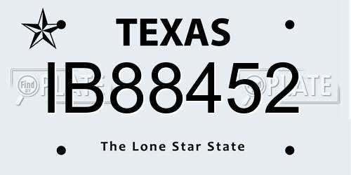 IB88452 Texas License Plate